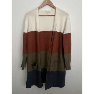 Madewell Duster Cardigan Sweater XS Kent Striped Wool Alpaca Blend Color Block